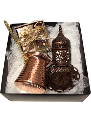 Miray Hediyelik Bakır Döküm Fincan & Cezve Takımı