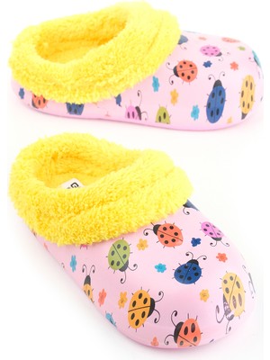 Gezer Kışlık Kız Çocuk Içi Peluşlu Islak Zemine Uygun Ev Terlik
