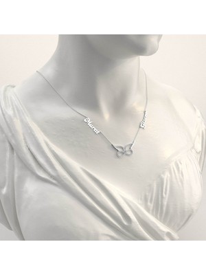 İndigo Takı Isimli Sonsuzluk Melek Kanadı Gümüş Kolye