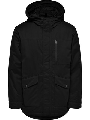 Only & Sons Siyah Erkek Mont 22019342_ONSELLIOT Parka Otw Vd