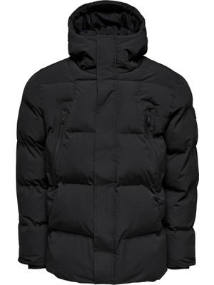 Only & Sons Koyu Gri Erkek Mont 22022287_ONSMUNO Puffer Coat Otw