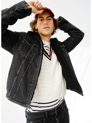 Denim Trip DANIEL BLACK FUR Regular Fit İçi Sherpa Kürklü Siyah Erkek Jean Mont