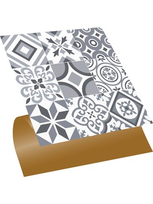Tink Kendinden Yapışkanlı Zemin Kaplama Geometrik 019 Karma Desenli Pvc Karo 30X30 cm (56 Adet) 5m2