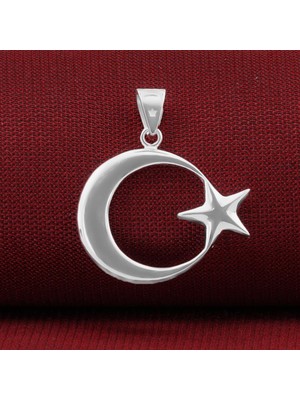 Takıhan Çift Taraflı Ay Yıldız 925 Ayar Gümüş Kolye Ucu