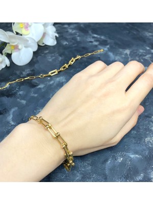 Jewel T. Model Gold Altın Kaplama Bileklik