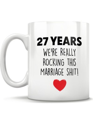 Bexdore 27. Yıldönümü, 27. Yıl Evlilik Dönümü Hediye Kupa Bardak 
