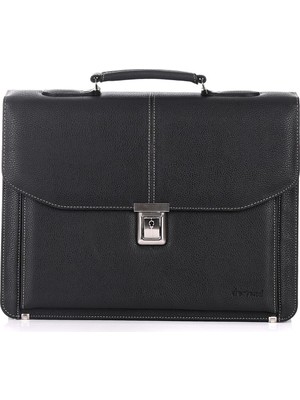 Deriend 2010 15.6 Inç Laptop Bölmeli A4 ve Dosya Uyumlu Evrak Çantası Siyah