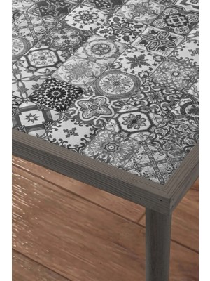L'occi Concept Dahlia Seramik 62X62 cm Gri Doğal Ağaç Orta Sehpa Dh4-G