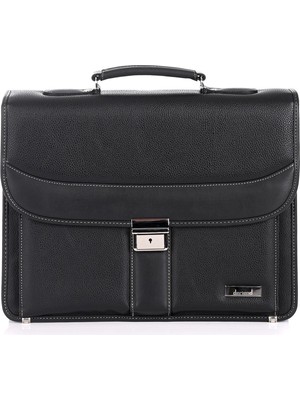 Deriend 15.6 Inç Laptop Bölmeli A4 ve Dosya Uyumlu Evrak Çantası Siyah