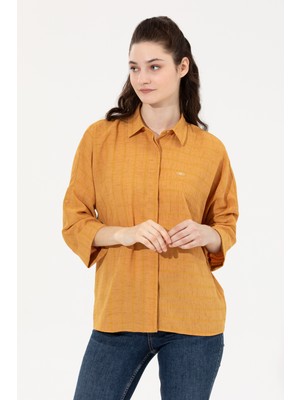 U.S. Polo Assn. Kadın Safran Desenli Gömlek 50254665-VR043