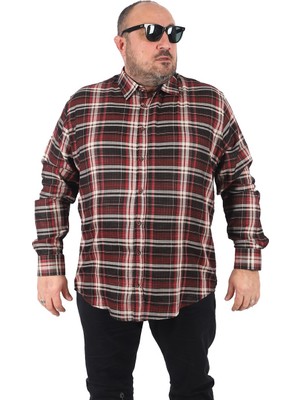 Moc Grande Büyük Beden Erkek Ekoseli Gömlek Siyah Regular Fit Günlük Stil 23356