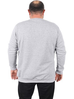 Moc Grande Mocgrande Büyük Beden Sweatshirt V Design 22742 Gri Melanj