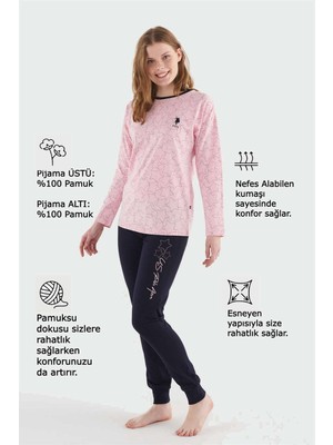 U.S. Polo Assn. Kadın Pembe Yuvarlak Yaka Pijama Takım