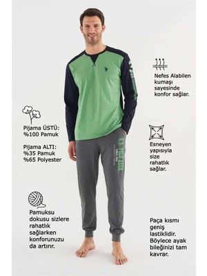 U.S. Polo Assn. Erkek Yeşil Yuvarlak Yaka Pijama Takım