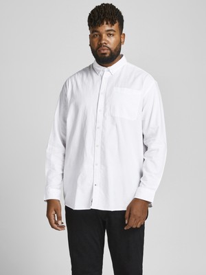 Jack & Jones Erkek Klasik Oxford Gömlek Beyaz Renk Uzun Kol 2XL Kesim Kalıbı 12190444