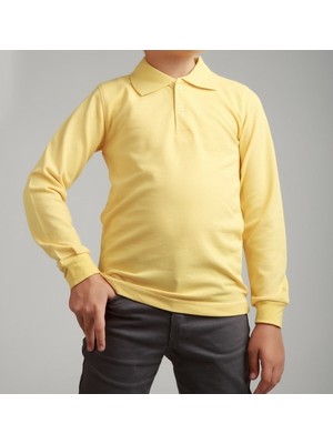 Unisex Çocuk Polo Yaka Uzun Kol Okul T-Shirt