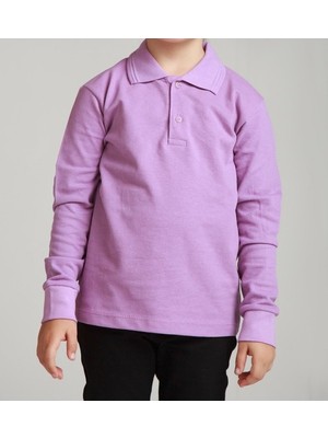 Unisex Çocuk Polo Yaka Uzun Kol Okul T-Shirt