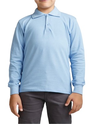 Unisex Çocuk Polo Yaka Uzun Kol Okul T-Shirt