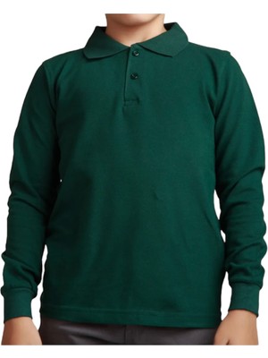 Unisex Çocuk Polo Yaka Uzun Kol Okul T-Shirt