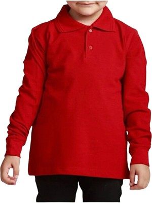 Unisex Çocuk Polo Yaka Uzun Kol Okul T-Shirt