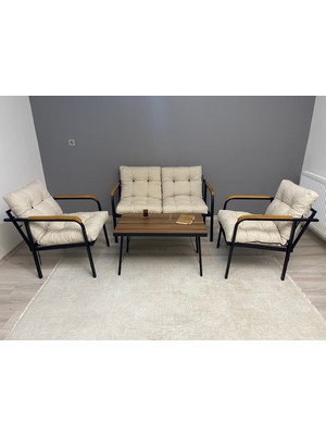 Modern Style Home Mars Balkon, Bahçe, Cafe - Metal Kanepe Koltuk Takımı - 2+1+1 + Sehpa