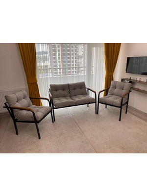 Modern Style Home Merkür Balkon, Bahçe, Cafe - Metal Kanepe Koltuk Takımı - 2+1+1