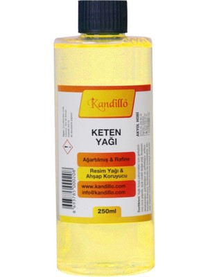 Kandillo Yağlı Boya Seti Yardımcı Malzemeler 3 x 250 ml Terebentin Resim Keten Yağı ve Fırça Temizleme Sıvısı