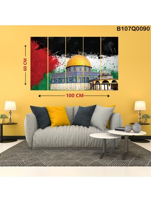 Rovigo Home 5 Parçalı Dekoratif Ahşap Duvar Tablosu 60X100 cm B107Q0090