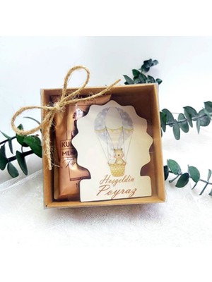 Hayaller Dükkanı 30 Adet Baskılı Ahşap Erkek Bebek Magnet ve Türk Kahvesi Kutulu Model