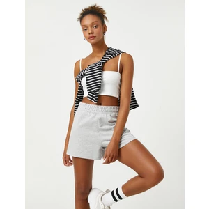 Basic Mini Şort Beli Kalın Lastikli Rahat Kesim