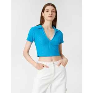 Polo Yaka Crop Tişört