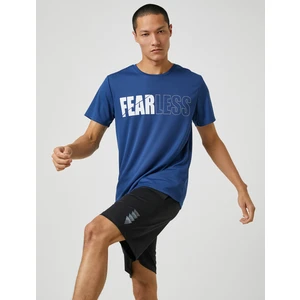 Basic Spor Tişört Slogan Baskılı Bisiklet Yaka