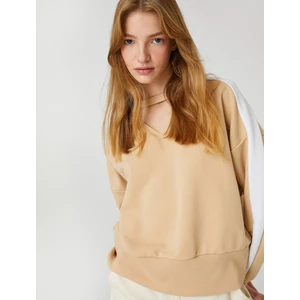 Bisiklet Yaka Sweatshirt Rahat Kesim Uzun Kollu Ribanalı