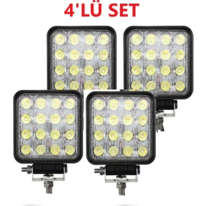 4 ADET 16 LED Kare (Off Road-Iş Makinası-Tekne-Yat) Sis Farı Çalışma Lambası