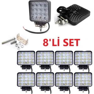 8 ADET 16 LED Kare (Off Road-Iş Makinası-Tekne-Yat) Sis Farı Çalışma Lambası
