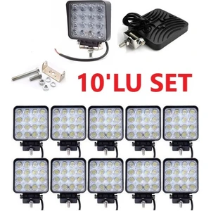 10 ADET 16 LED Kare (Off Road-Iş Makinası-Tekne-Yat) Sis Farı Çalışma Lambası