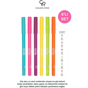 Golden Rose Miss Beauty Colorpop Göz Kalemi 6'lı Set Suya Dayanıklı Canlı Renkler ile Gözlerinizi Vurgulayın