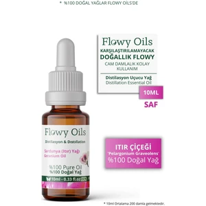 Flowy Oils Sardunya (Itır Çiçeği) Yağı %100 Doğal Bitkisel Uçucu Yağ Geranium Oil 10ML