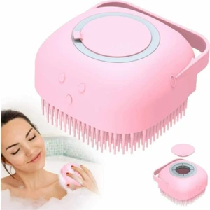 Pembe Renkli Banyo Duş Kesesi Sabun ve Duş Jeli Hazneli Masaj Fırçası 1 Adet
