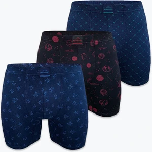 Erkek Desenli 3 Lü Paket Modal Uzun Boxer 3M250