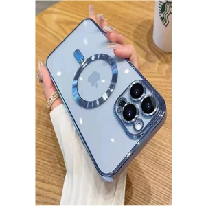 iPhone 12 Pro Kılıf Magsafe Köşeleri Renkli Lüx Şeffaf Kamera Lens Korumalı