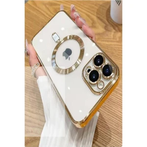 iPhone 12 Pro Kılıf Magsafe Köşeleri Renkli Lüx Şeffaf Kamera Lens Korumalı