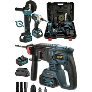 Deko Turkey Mega 3'lü Set Torklu Vidalama Somun Sıkma 2-26 mm Şarjlı Hiltı 125 mm Şarjlı Taşlama -Kömürsüz Motor