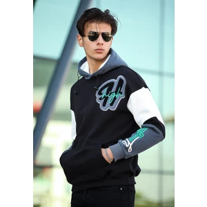 High Nakışlı Oversize Sweatshirt - Siyah