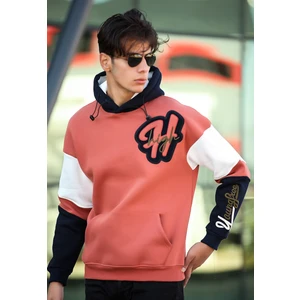 High Nakışlı Oversize Sweatshirt - Somon