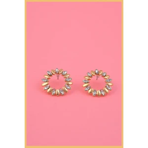 Altın Kaplama Markiz Taşlı Halka Küpe