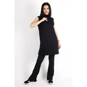 Dik Yaka Siyah Tunik Kolsuz Uzun Tunik Pamuklu Viskon Tunik Içlik Tunik Bluz