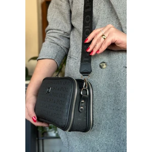 Just Polo Kadın Siyah 5 Bölmeli Ayarlanabilir Uzun Askılı Omuz Çantası Postacı Çantası 6 Bölmeli 28 X18 cm 4023-GD