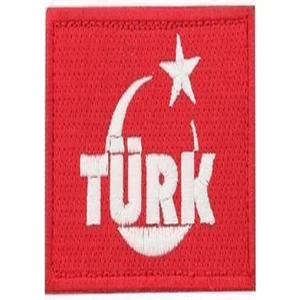 ŞAFAK25 Türk Yazılı Bayrak Siyah Nakış Işleme Arma Patch Peç Kumaş