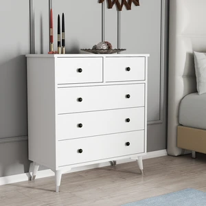 Moxen Mobilya Moxen Şifonyer E1 Kalite Suntalam 80x90x39 cm 5 Çekmeceli Modern Beyaz Dekoratif Tasarım